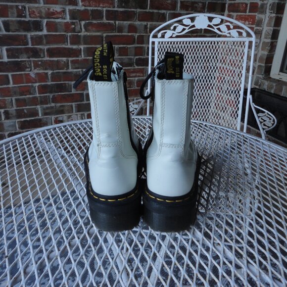 DR MARTENS Women's White Leather Chunky Sole "Jadon" Combat Boots Size 7 - Picture 5 of 7
